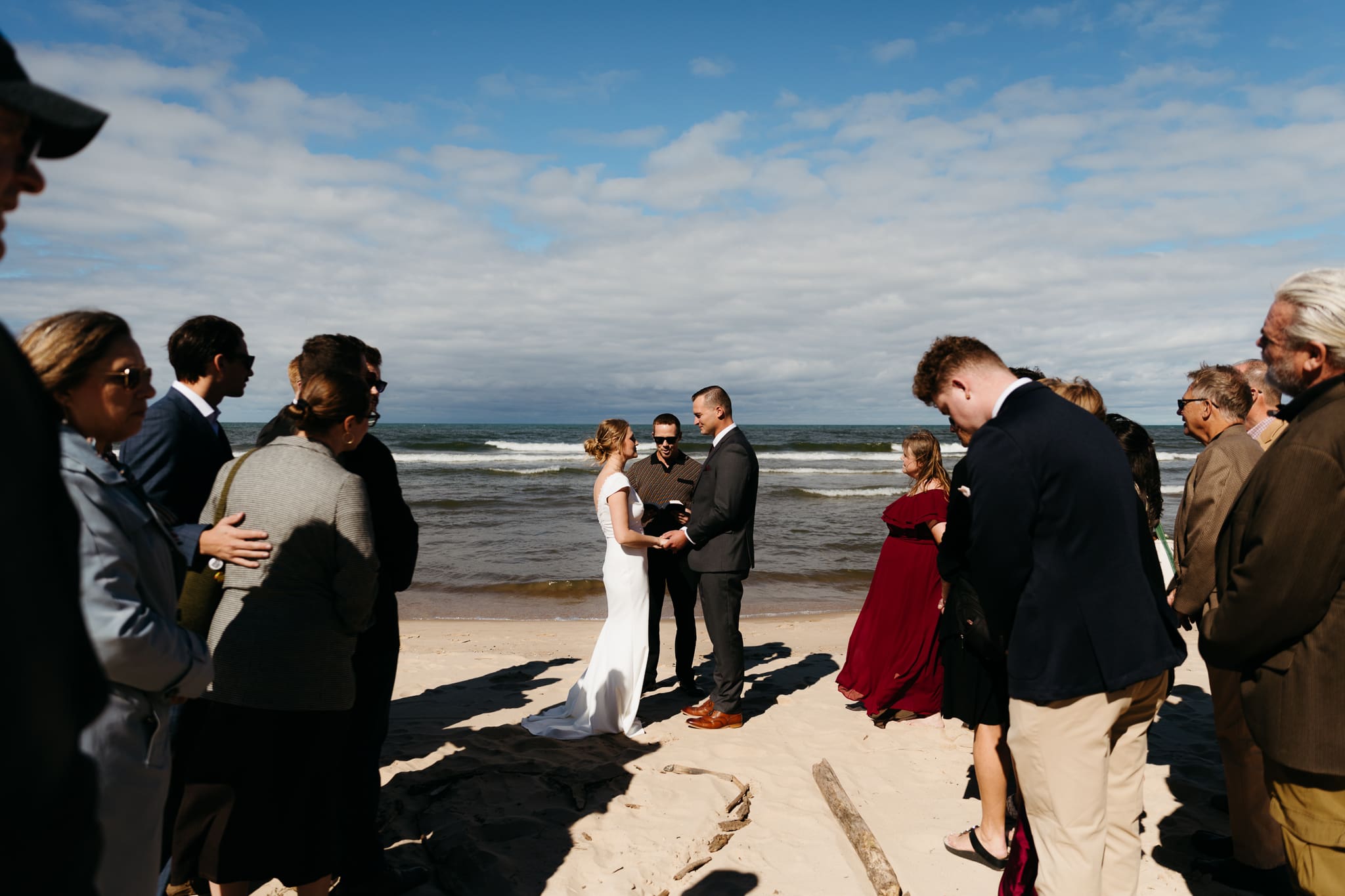 A beachside wedding ceremony at Indiana Dunes National Park