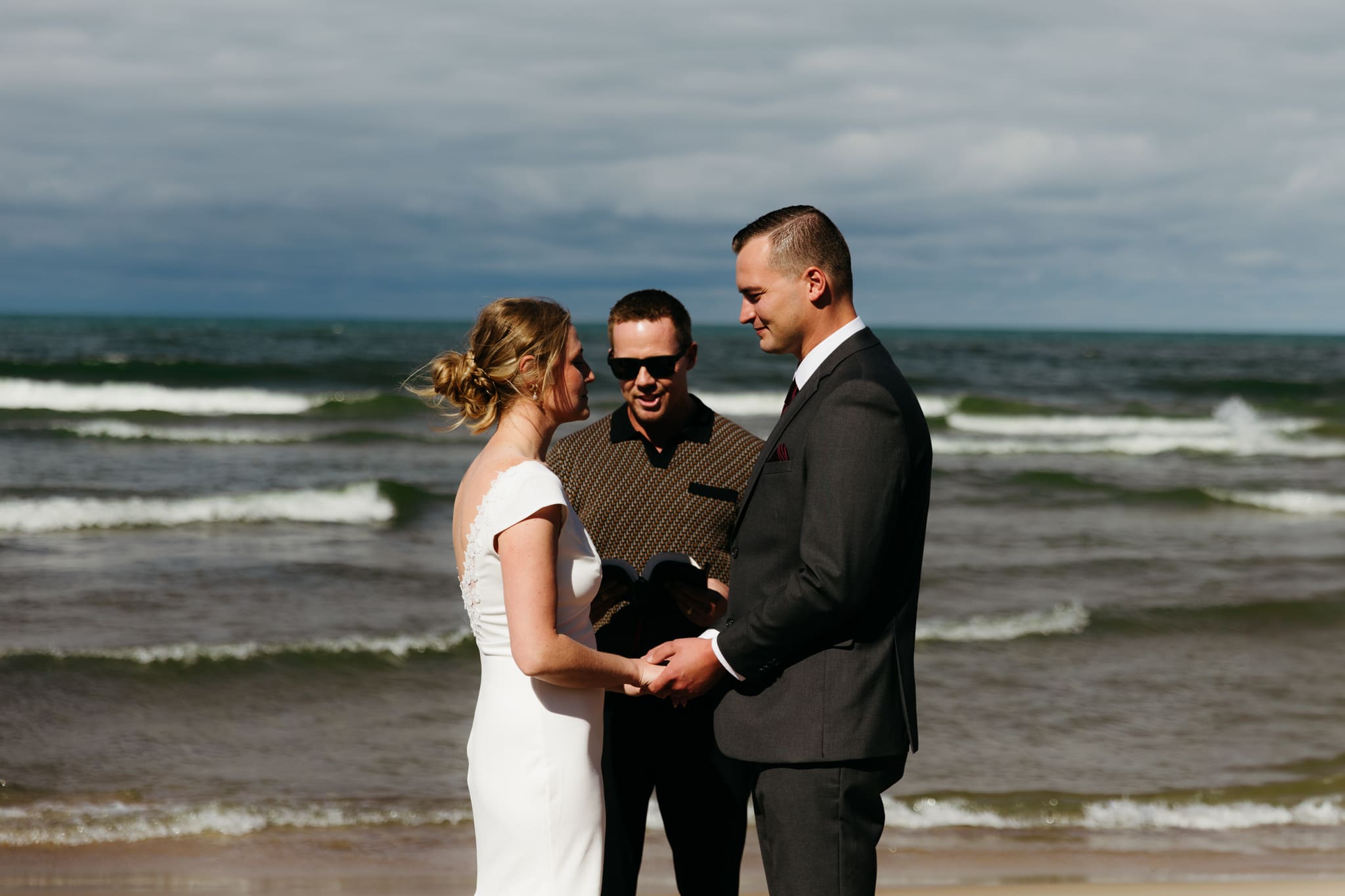 A beachside wedding ceremony at Indiana Dunes National Park