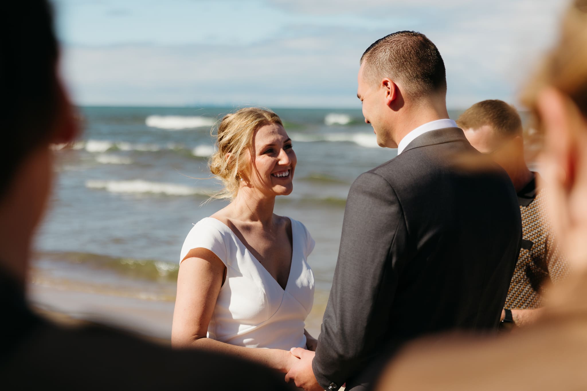 A beachside wedding ceremony at Indiana Dunes National Park