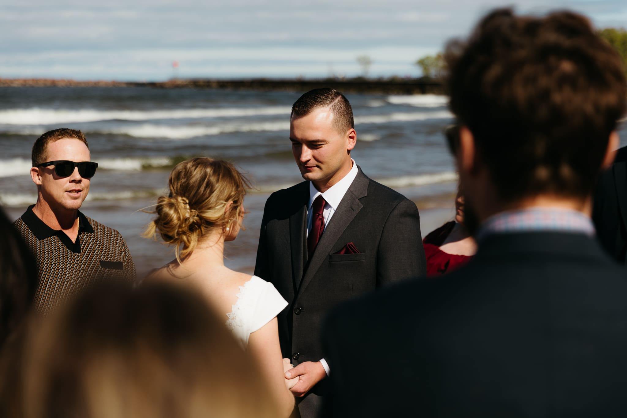 A beachside wedding ceremony at Indiana Dunes National Park