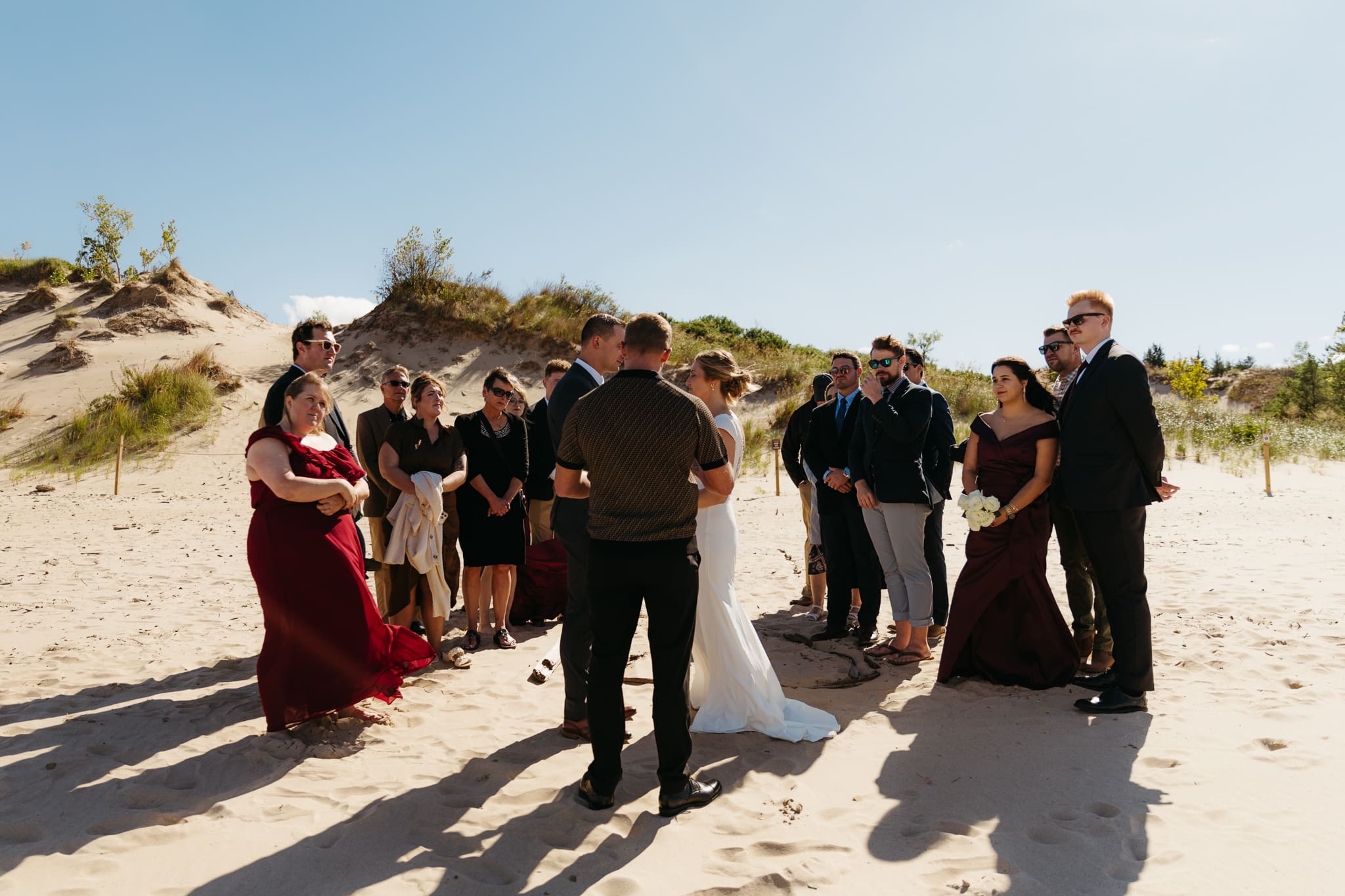 A beachside wedding ceremony at Indiana Dunes National Park
