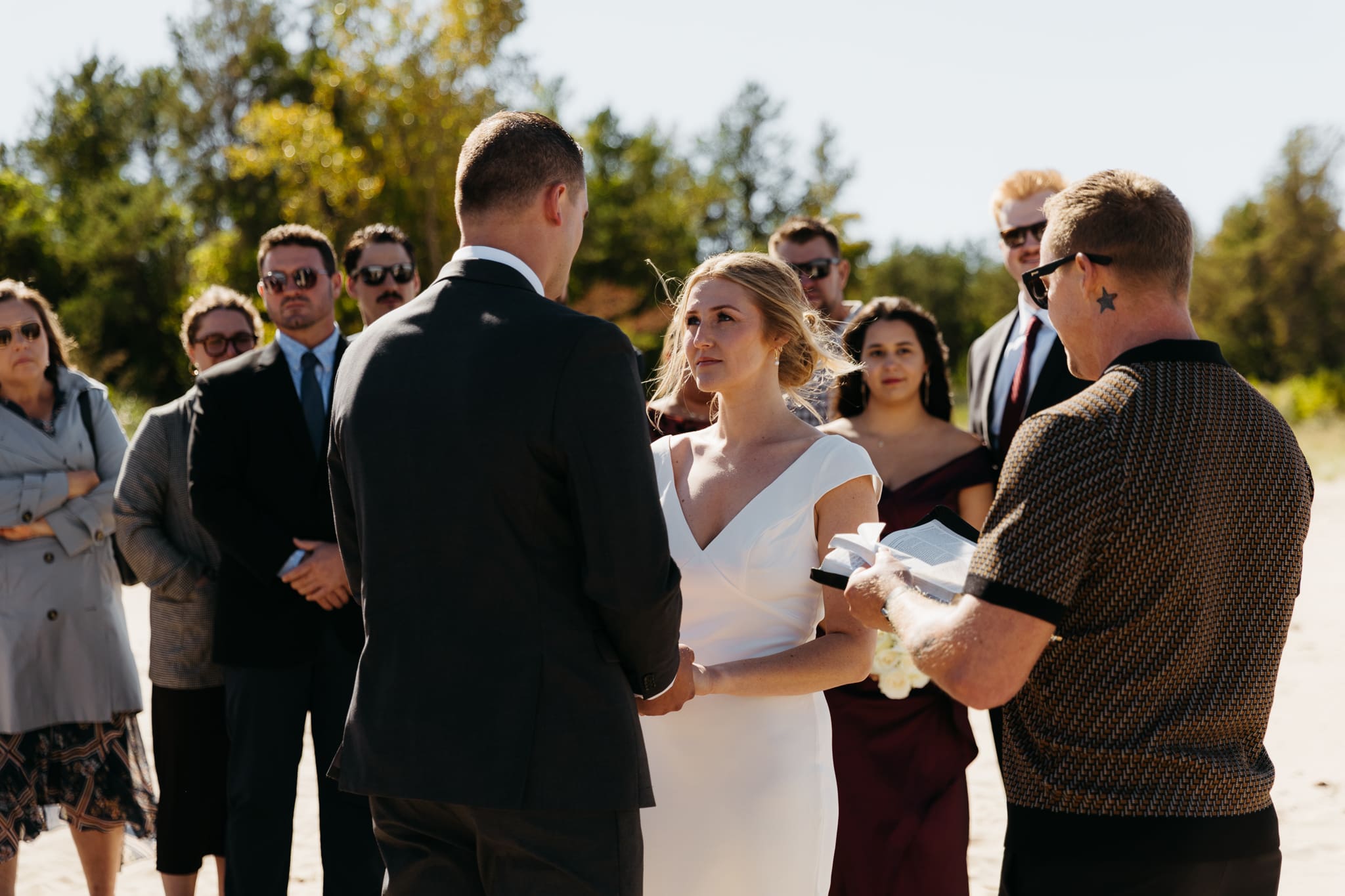 A beachside wedding ceremony at Indiana Dunes National Park