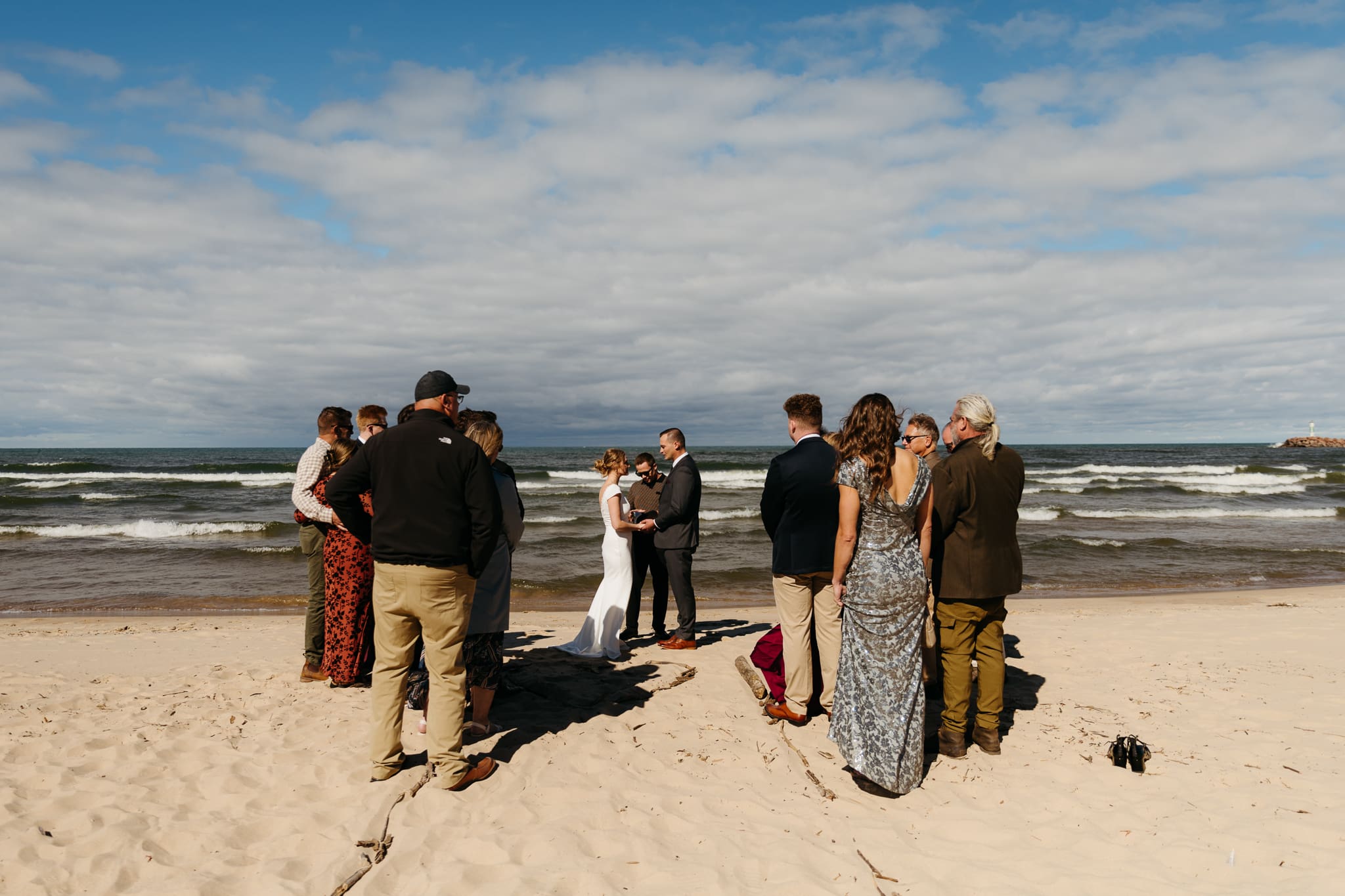 A beachside wedding ceremony at Indiana Dunes National Park