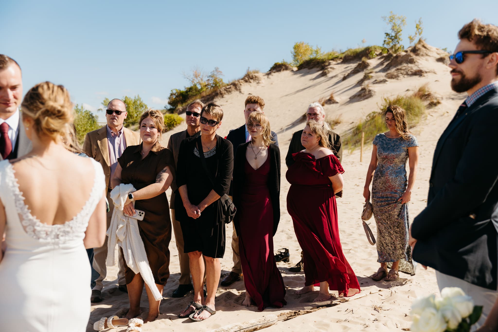 A beachside wedding ceremony at Indiana Dunes National Park
