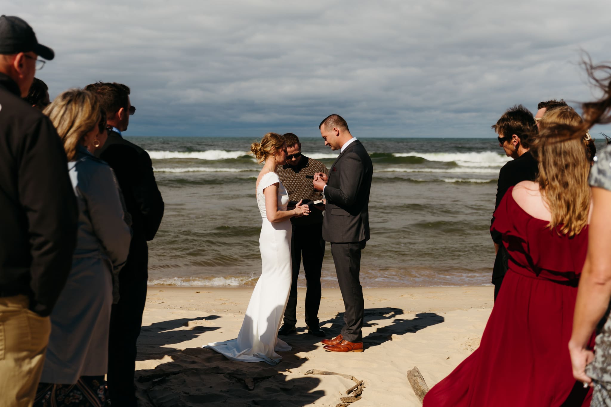 A beachside wedding ceremony at Indiana Dunes National Park