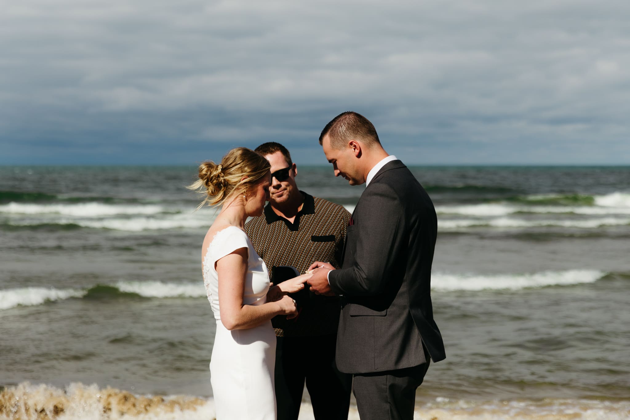 A beachside wedding ceremony at Indiana Dunes National Park