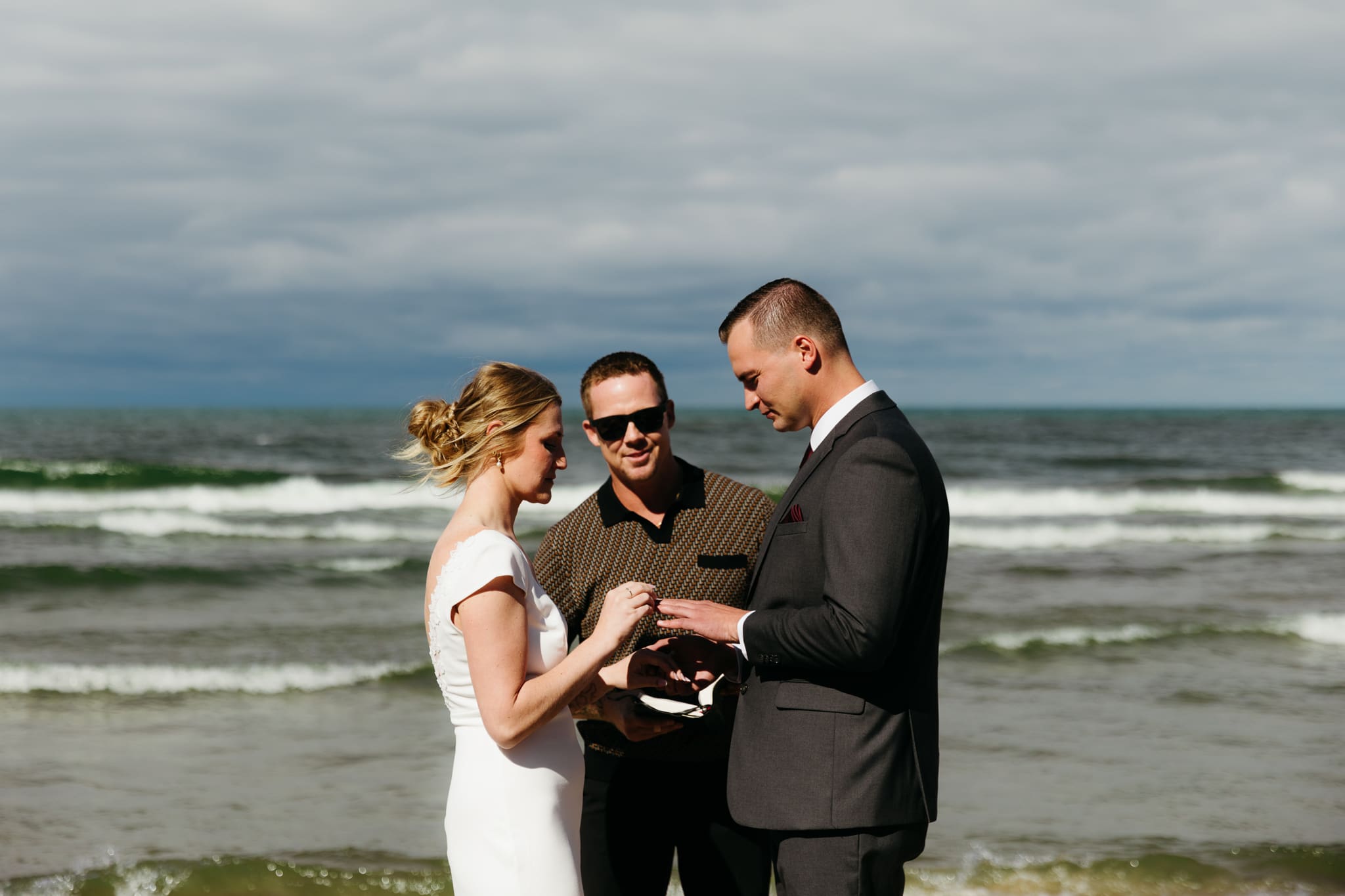 A beachside wedding ceremony at Indiana Dunes National Park