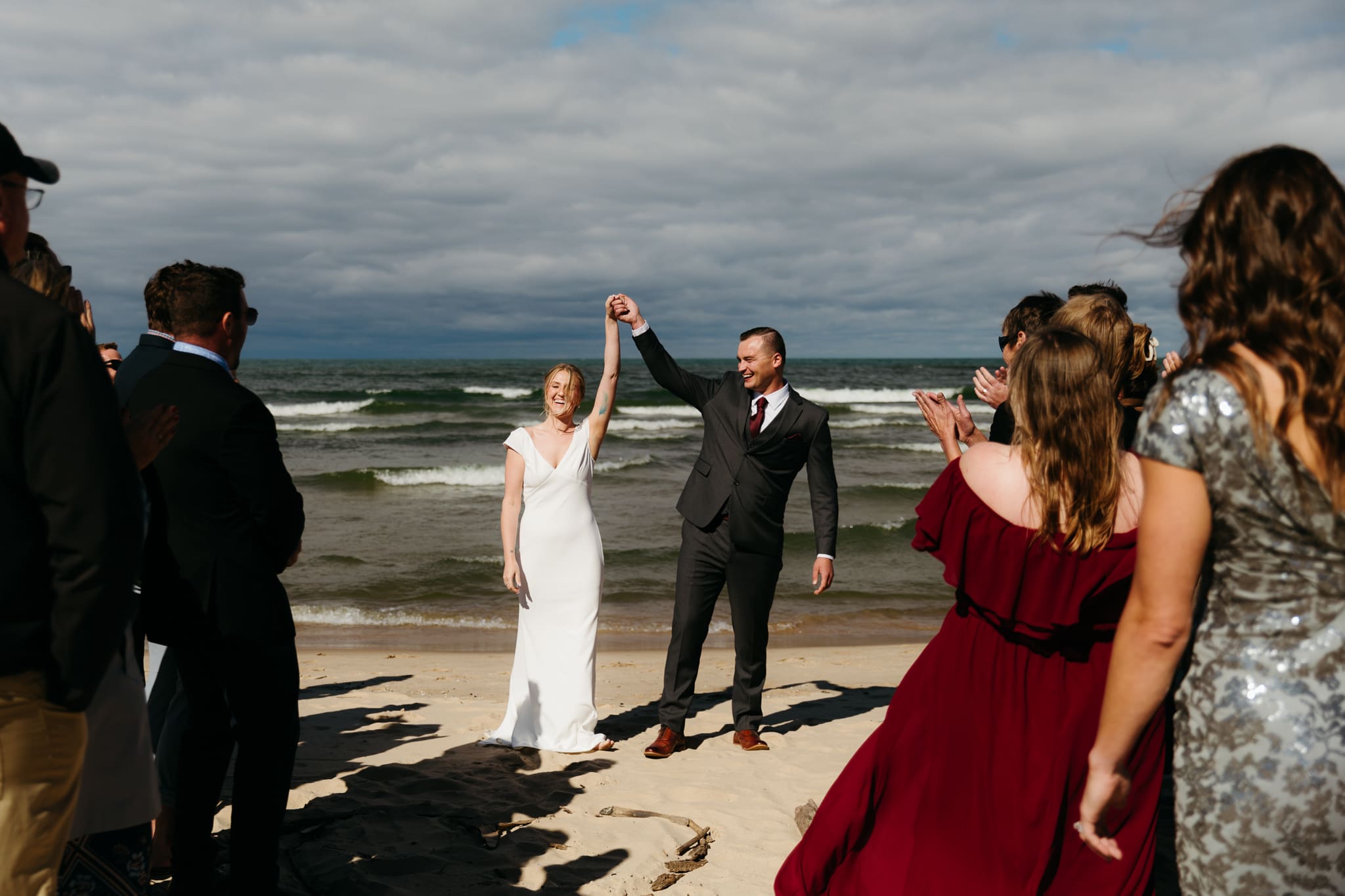 A beachside wedding ceremony at Indiana Dunes National Park