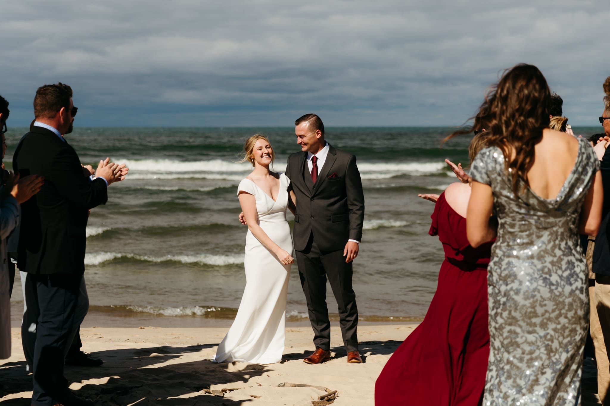 A beachside wedding ceremony at Indiana Dunes National Park