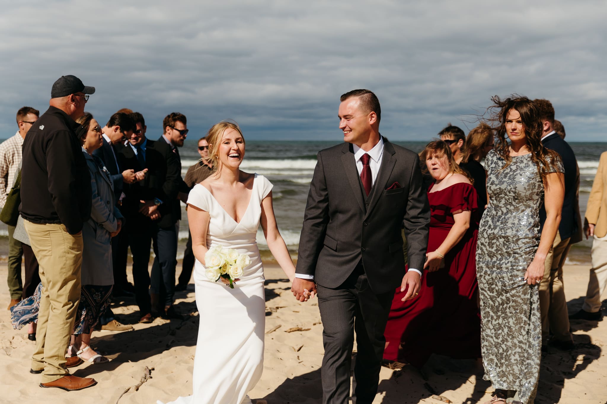 A beachside wedding ceremony at Indiana Dunes National Park