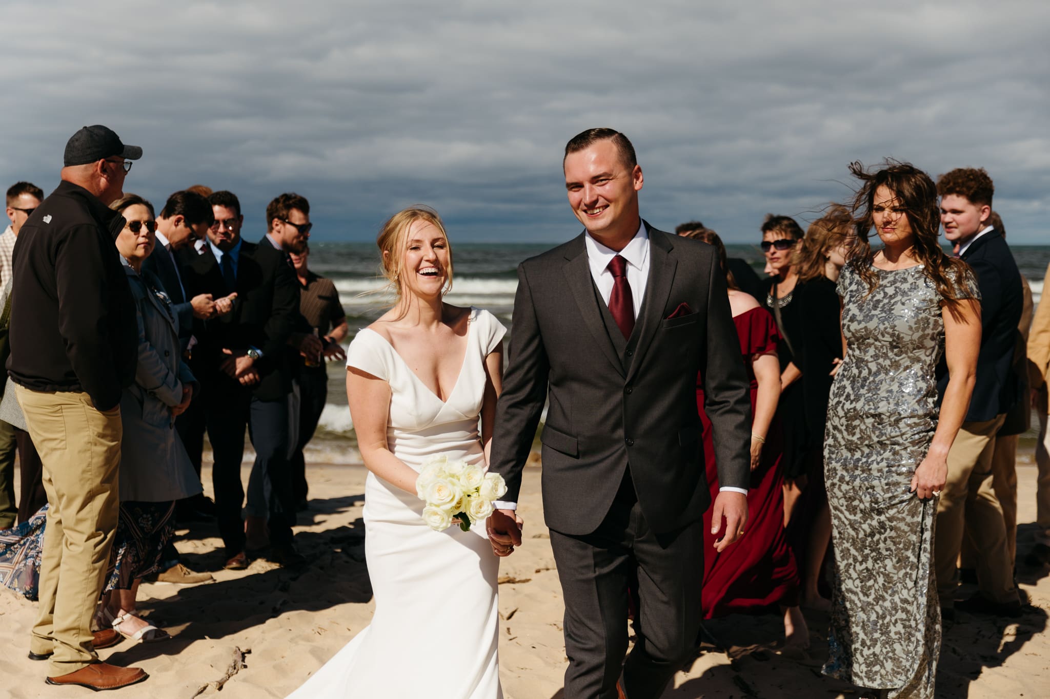 A beachside wedding ceremony at Indiana Dunes National Park
