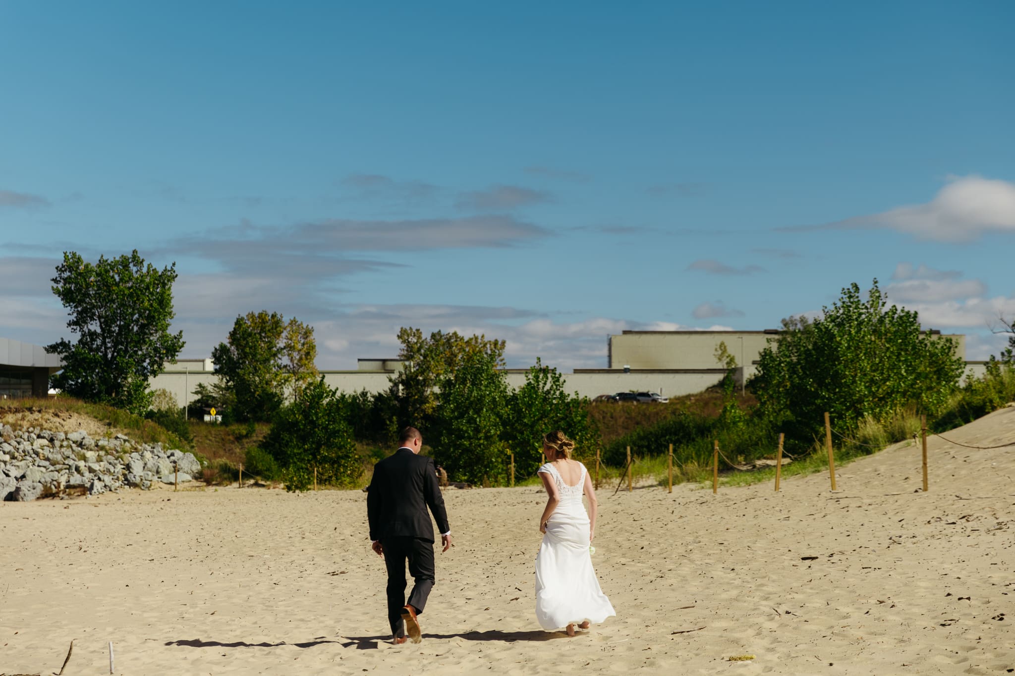 A beachside wedding ceremony at Indiana Dunes National Park