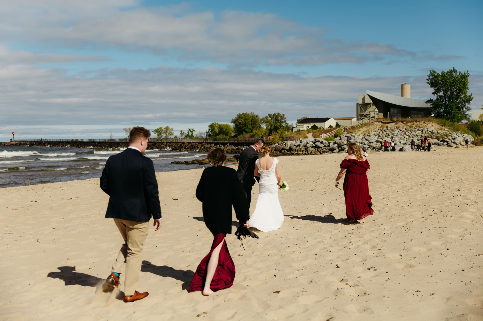 A beachside wedding ceremony at Indiana Dunes National Park