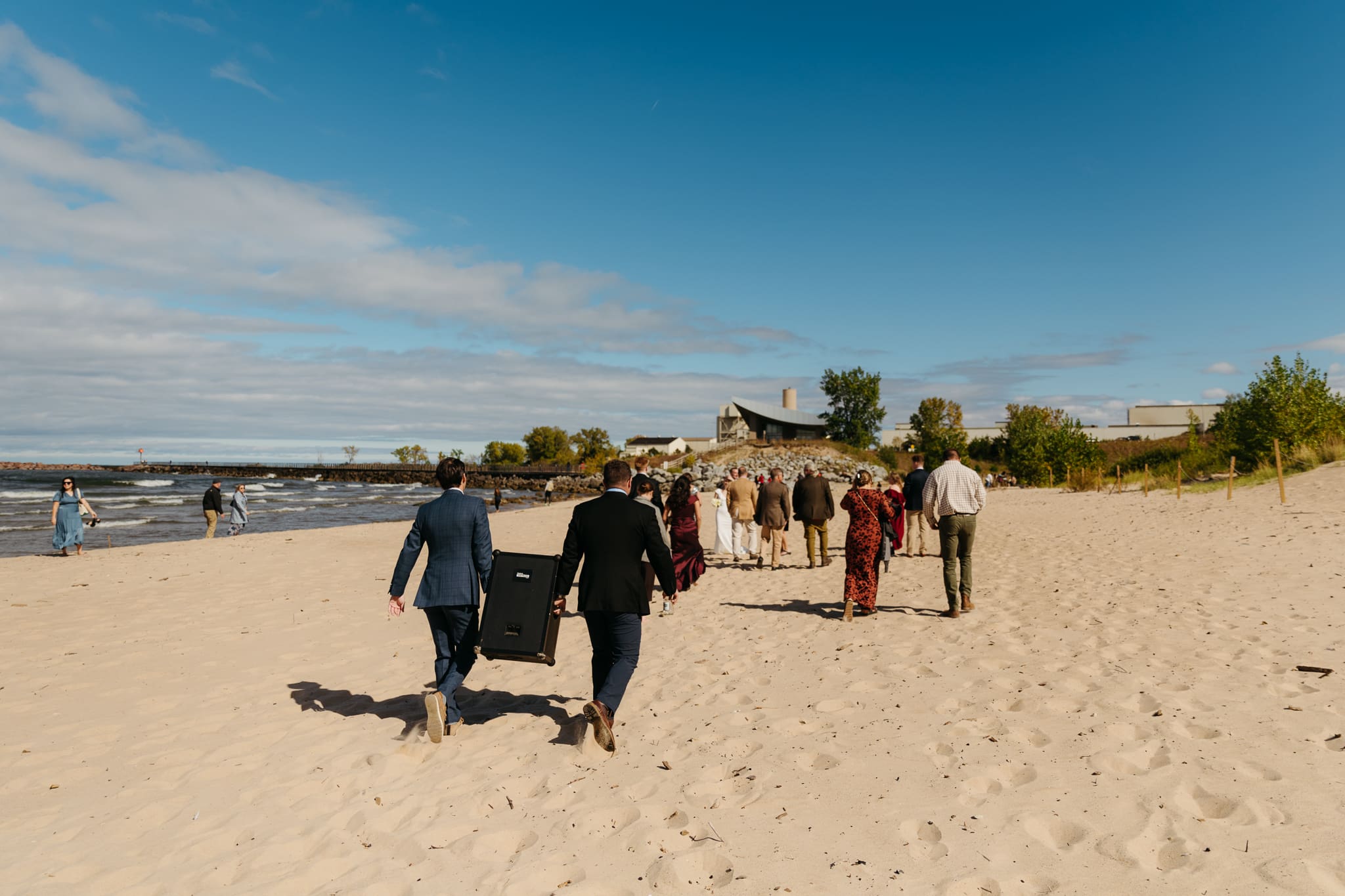 A beachside wedding ceremony at Indiana Dunes National Park