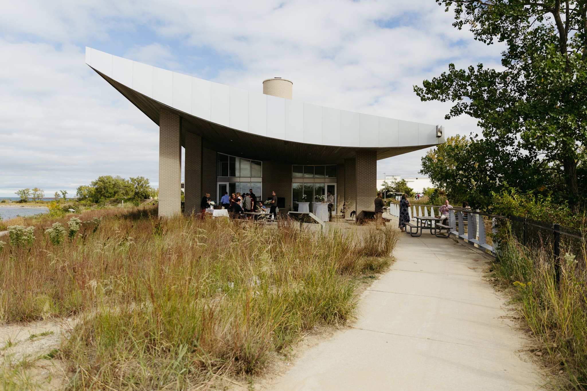 A wedding reception at the Pavilion at Indiana Dunes National Park