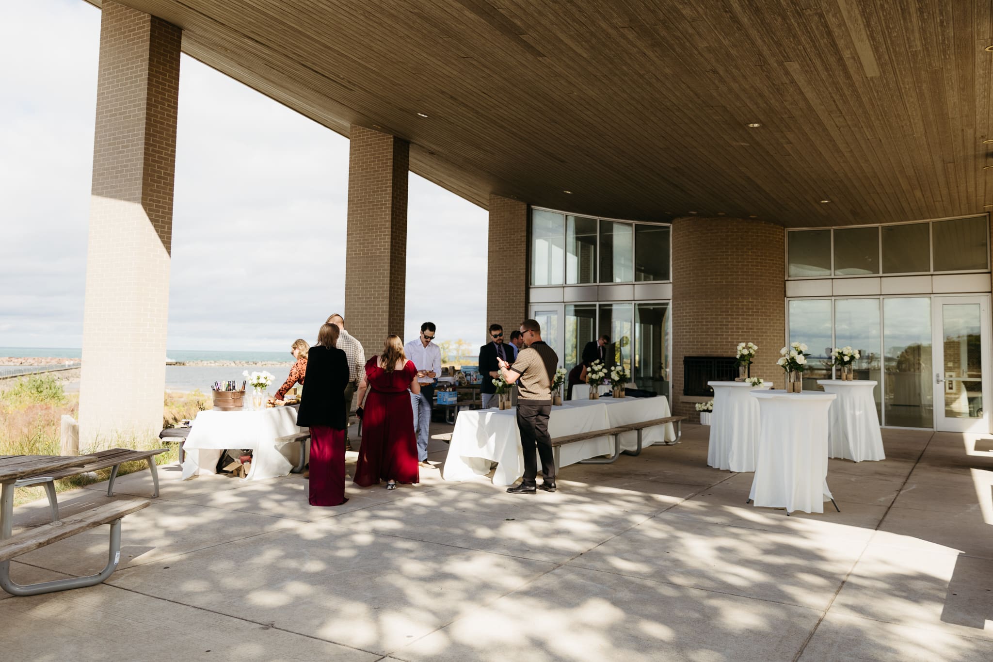 A wedding reception at the Pavilion at Indiana Dunes National Park