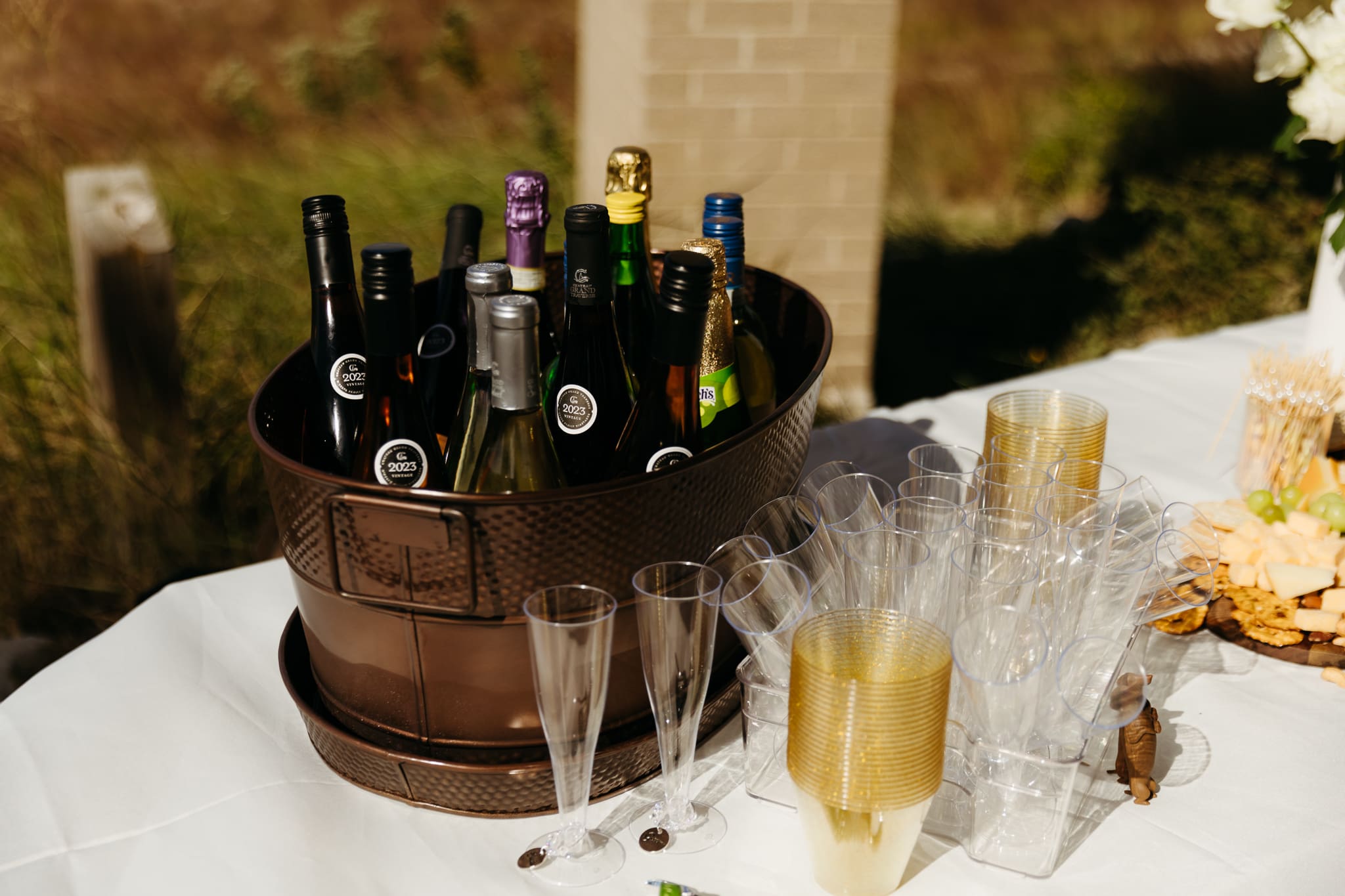 A wedding reception and details at the Pavilion at Indiana Dunes National Park