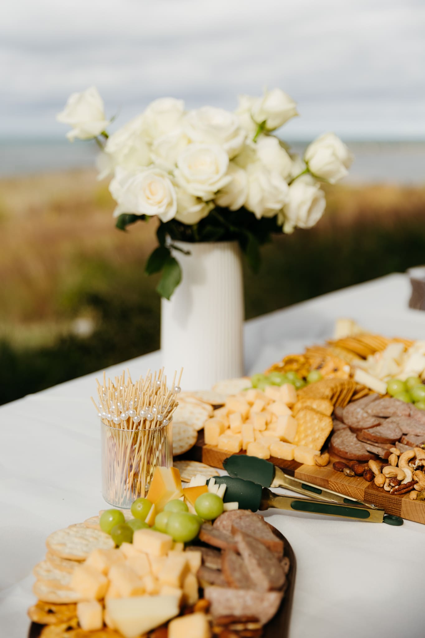 A wedding reception and details at the Pavilion at Indiana Dunes National Park