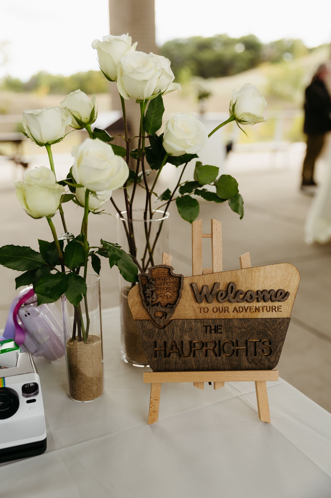 A wedding reception and details at the Pavilion at Indiana Dunes National Park