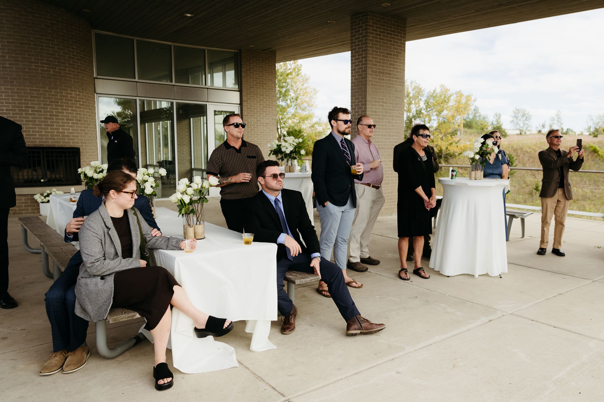 Bride and groom share a first dance during their wedding at Indiana Dunes National Park